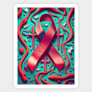 Thrombosis Awareness Ribbon with Cross Sticker